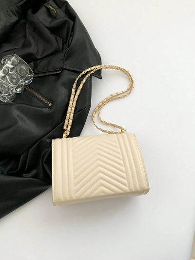 Mini Flap Square Bag Quilted Pattern Minimalist Green