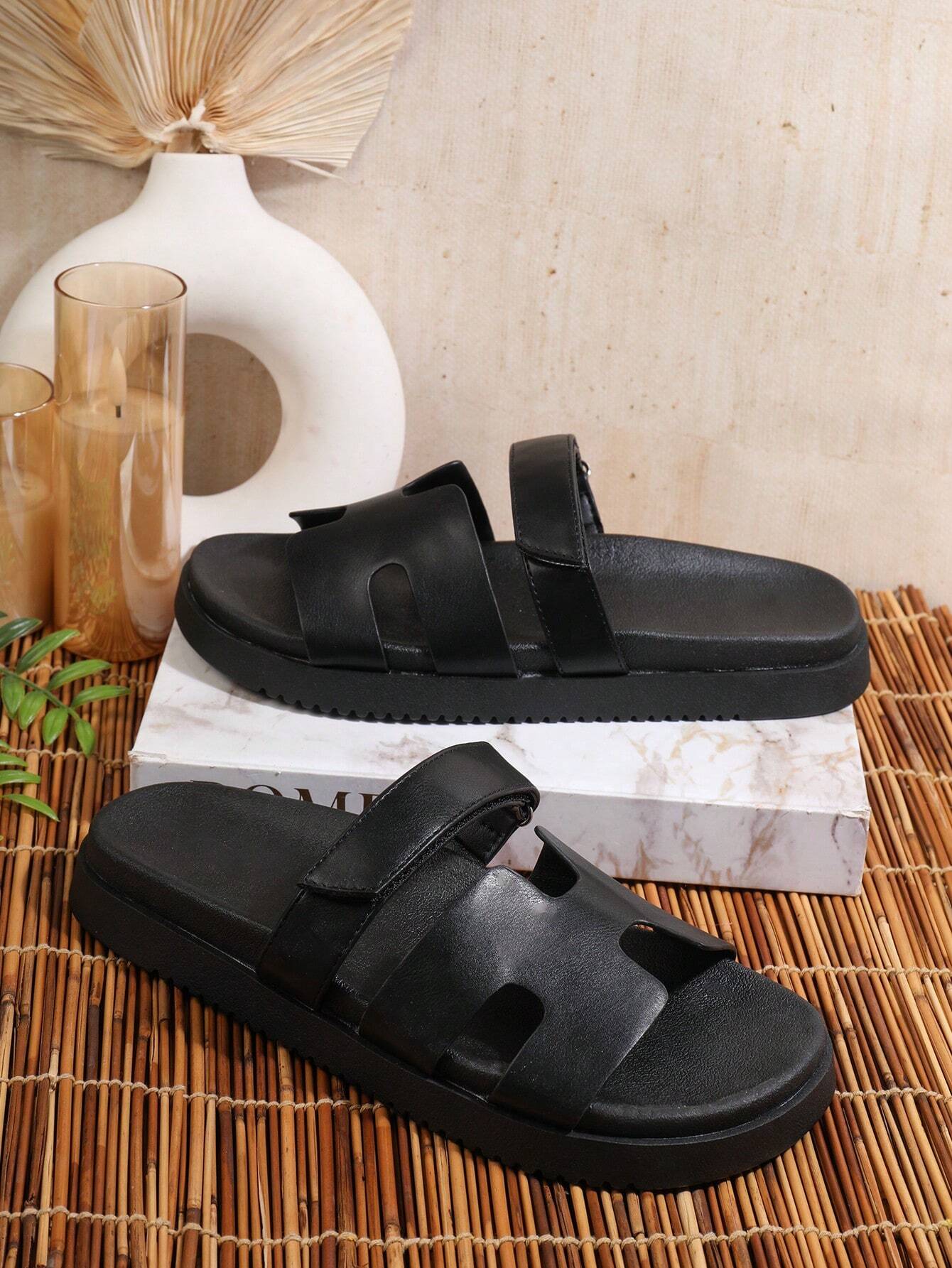 SHUZIA Women's Black Flat Sandals