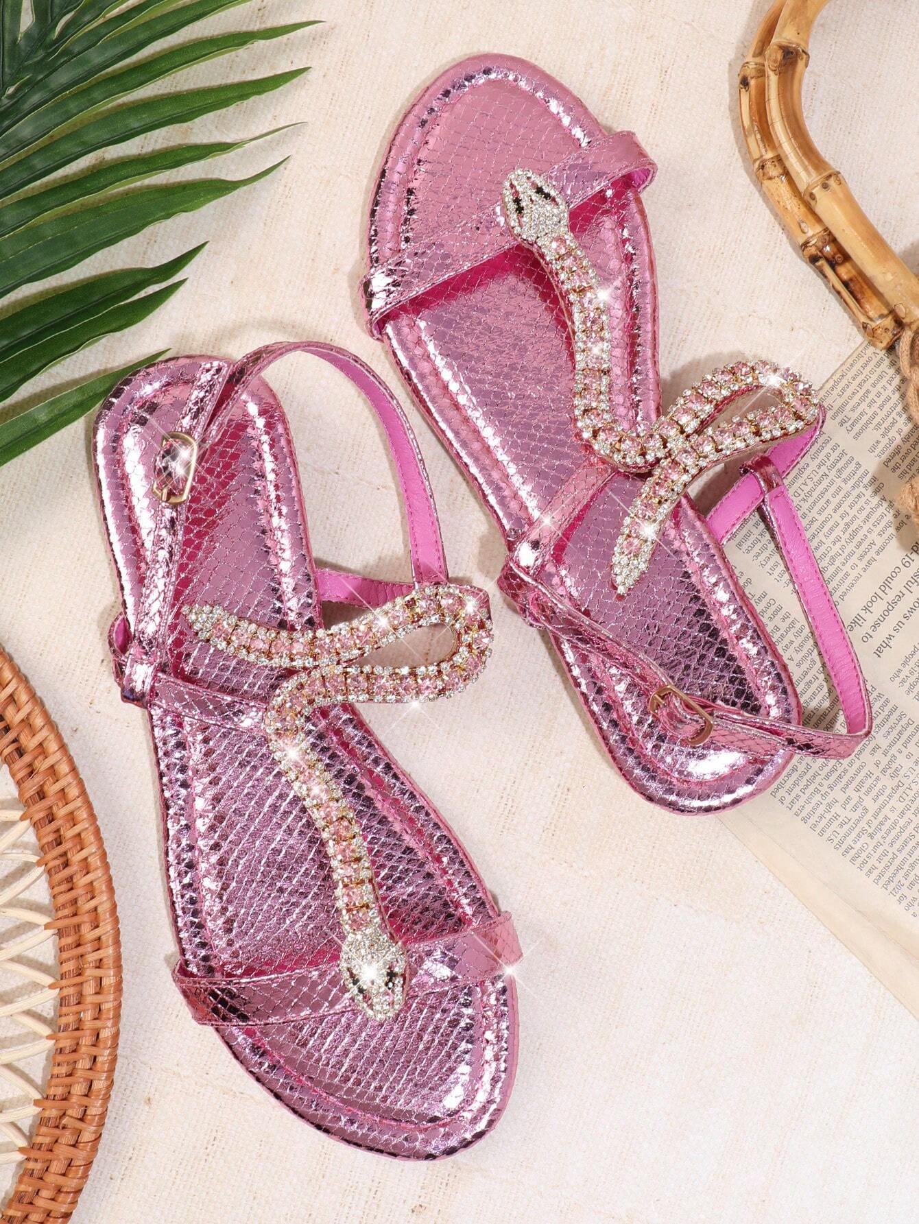 SHUZIA Square Toe Ankle Strap Flat Sandals