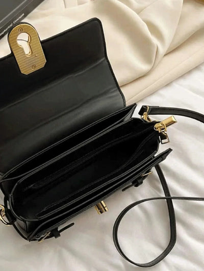 Fashionable,Minimalist,Casual,Small Square Bag Buckle Decor