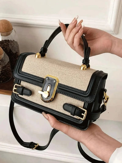 Fashionable,Minimalist,Casual,Small Square Bag Buckle Decor