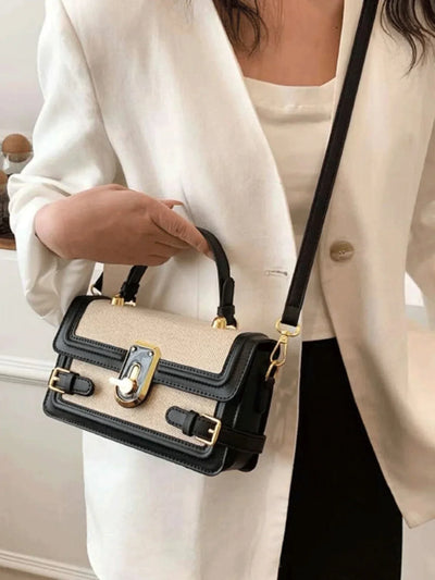 Fashionable,Minimalist,Casual,Small Square Bag Buckle Decor