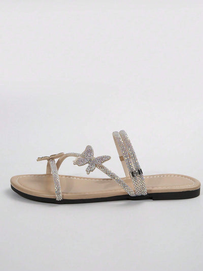 Rhinestone Bow & Multiple Straps Two Way Wear Women's Slippers