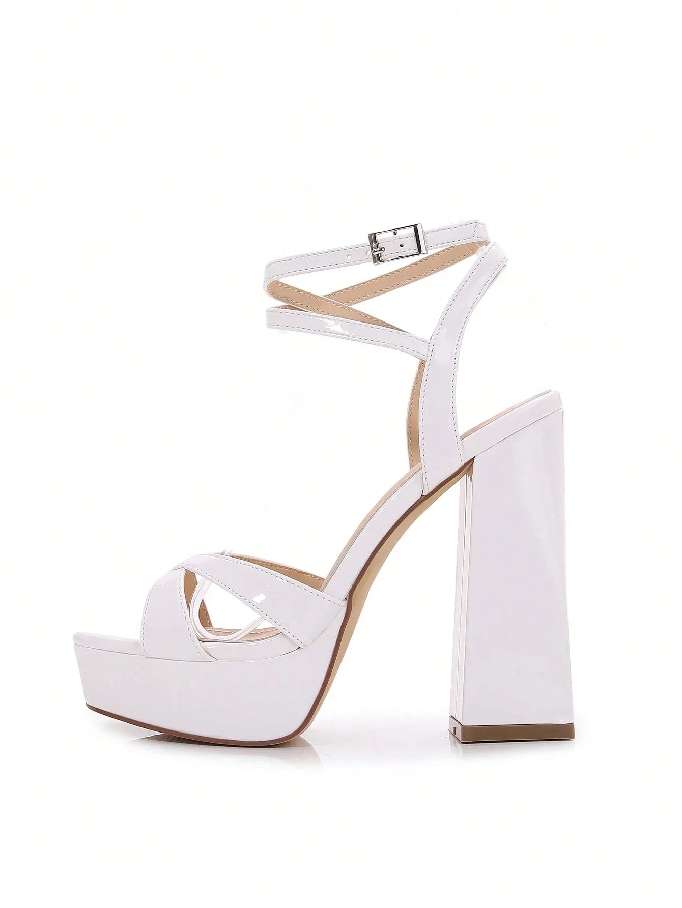 McKoine Women Minimalist Chunky Heeled Ankle Strap Sandals