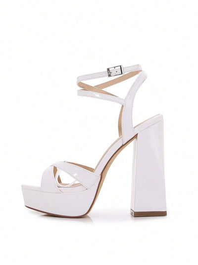 McKoine Women Minimalist Chunky Heeled Ankle Strap Sandals