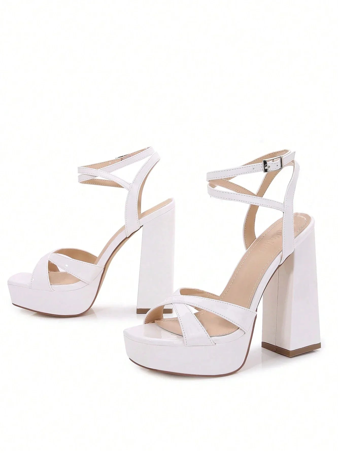 McKoine Women Minimalist Chunky Heeled Ankle Strap Sandals