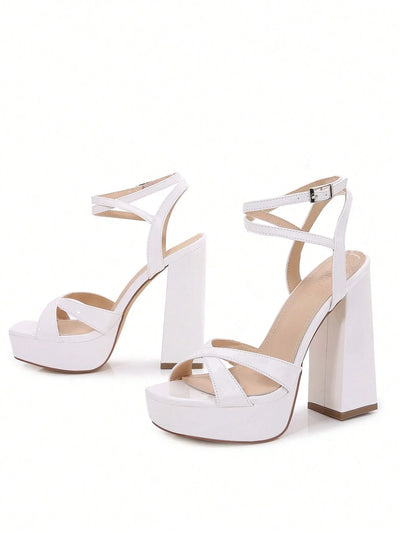 McKoine Women Minimalist Chunky Heeled Ankle Strap Sandals