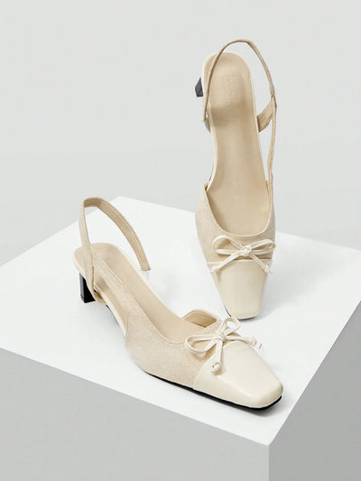 MOTF PREMIUM COMFORTABLE WOMEN HIGH HEEL SHOES WITH BOW DECORATION VACATION SHOES