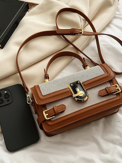 Fashionable,Minimalist,Casual,Small Square Bag Buckle Decor
