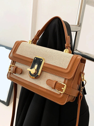 Fashionable,Minimalist,Casual,Small Square Bag Buckle Decor