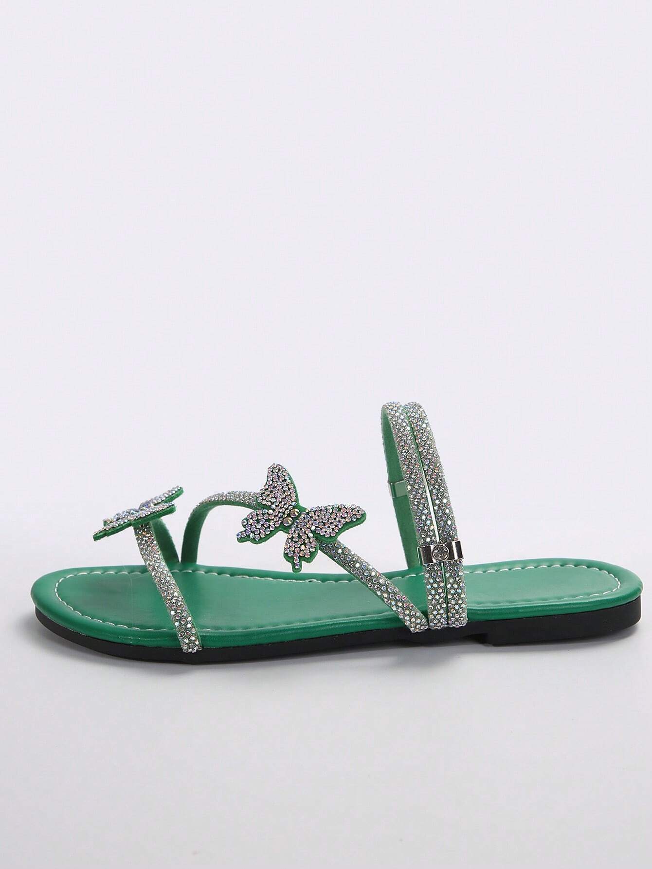 Rhinestone Bow & Multiple Straps Two Way Wear Women's Slippers