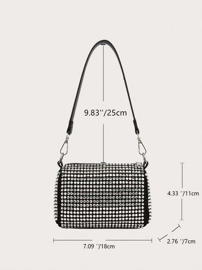 Mini Allover Rhinestone Decor Chain Square Bag