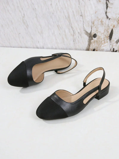 Women's Contrast Square Toe Flat Slingbacks