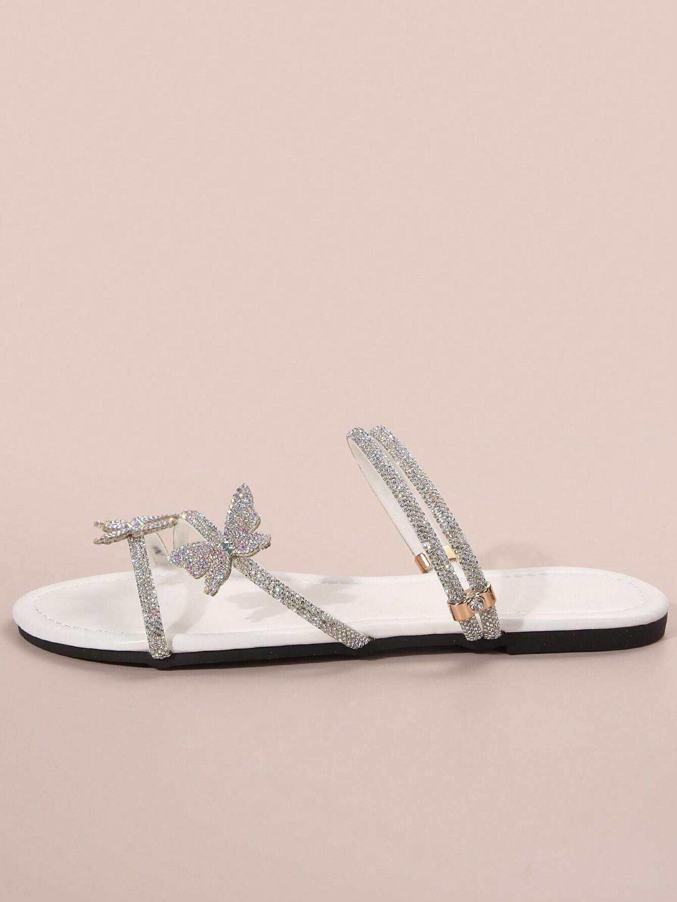 Rhinestone Bow & Multiple Straps Two Way Wear Women's Slippers