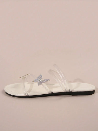 Rhinestone Bow & Multiple Straps Two Way Wear Women's Slippers