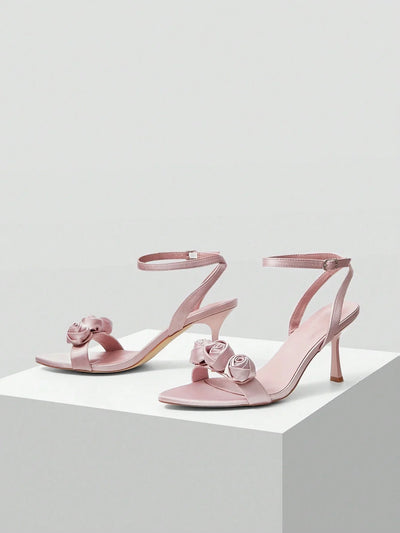 MOTF PREMIUM WOMEN'S POINTED TOE FLORAL HIGH HEEL SANDALS