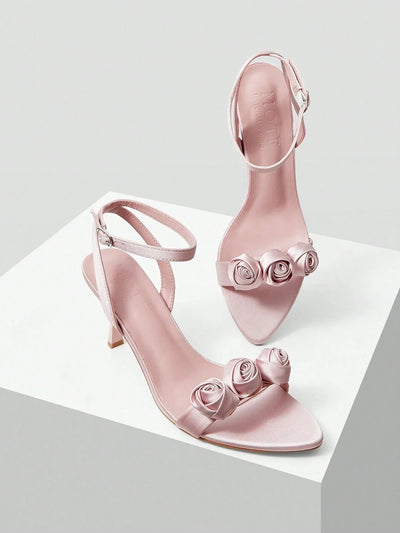 MOTF PREMIUM WOMEN'S POINTED TOE FLORAL HIGH HEEL SANDALS