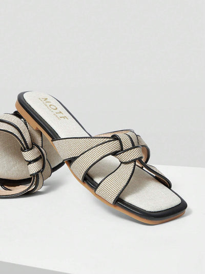 MOTF PREMIUM SQUARE-TOE SIMPLE AND COMFORTABLE WOMEN FLAT SANDALS