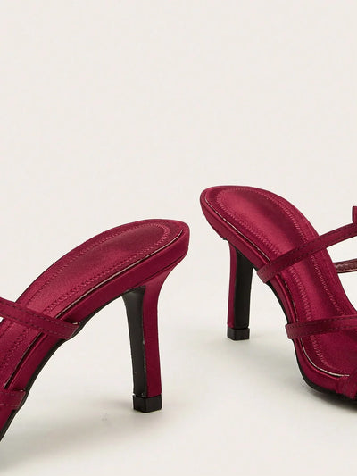 Party & Vacation Sexy Wine Red Bowknot Thin High Heel Sandals