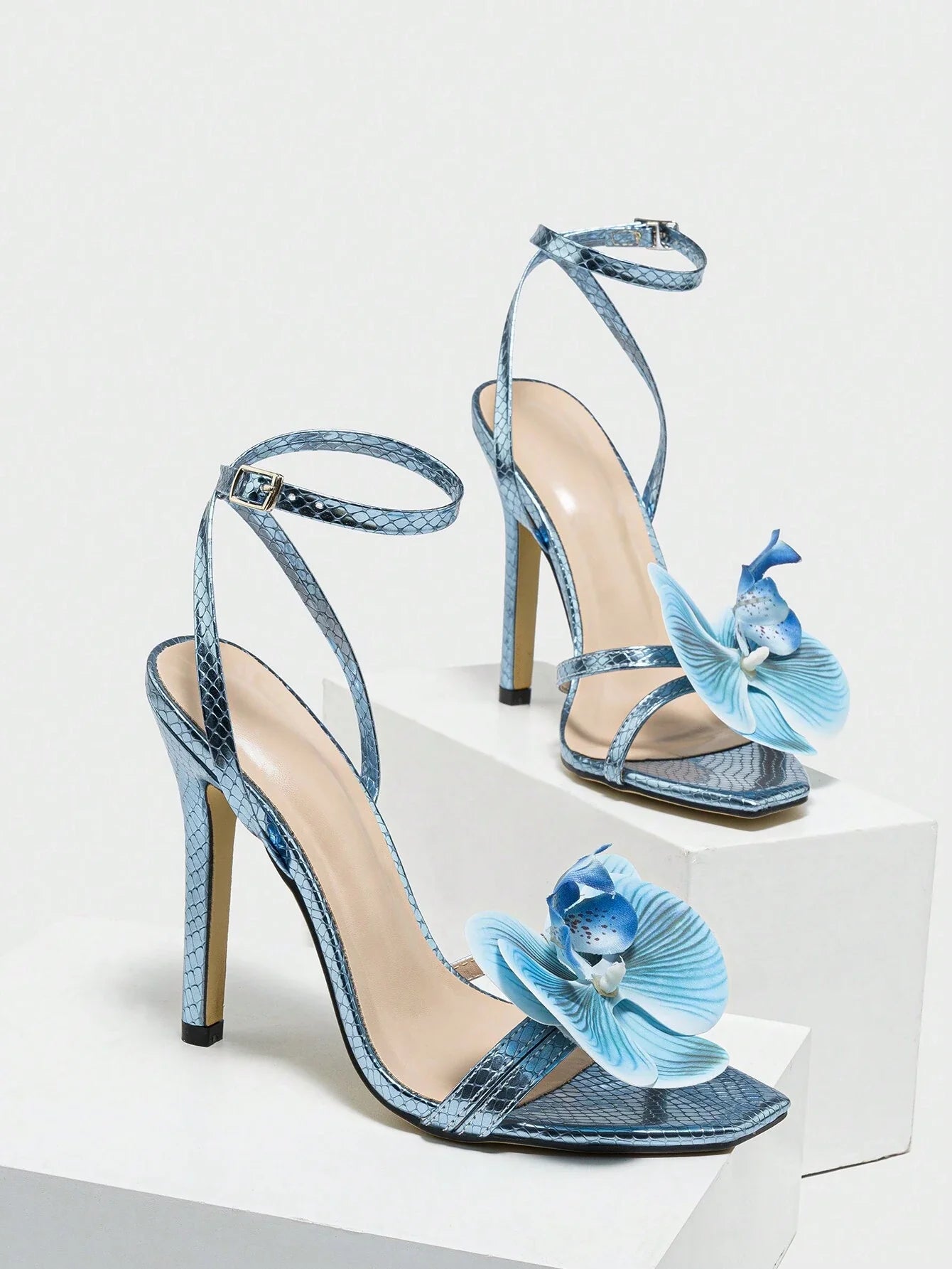 Eye-Catching Orchid Nude Strap Elegant Light Blue Sandals