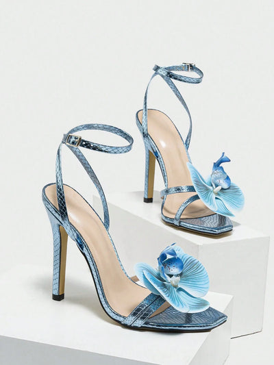 Eye-Catching Orchid Nude Strap Elegant Light Blue Sandals