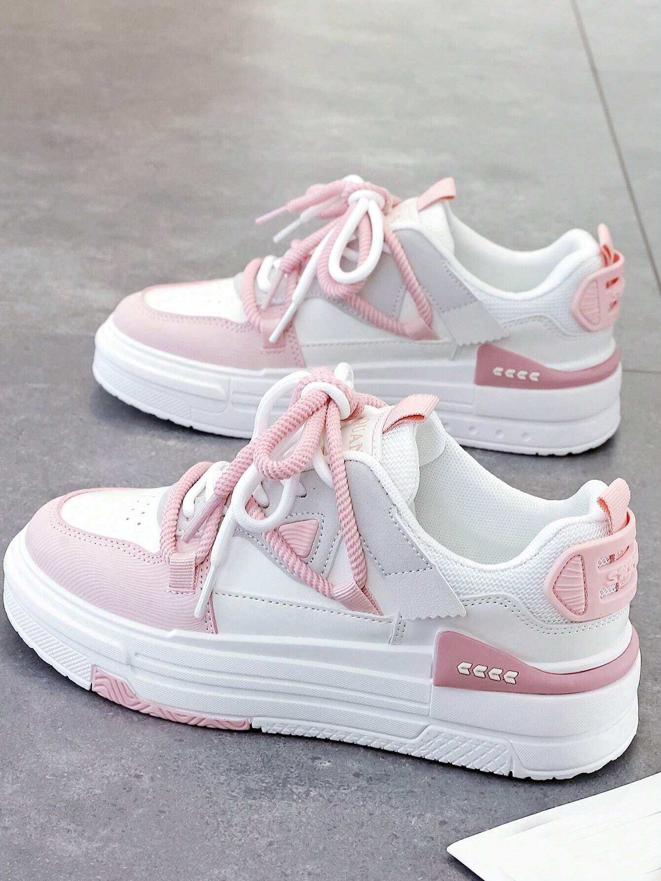 1 Pair Women's Fashionable Casual Lightweight Sneakers, Versatile Student Wear