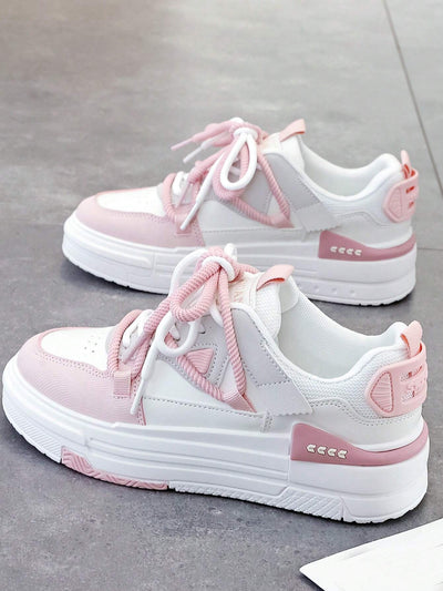 1 Pair Women's Fashionable Casual Lightweight Sneakers, Versatile Student Wear