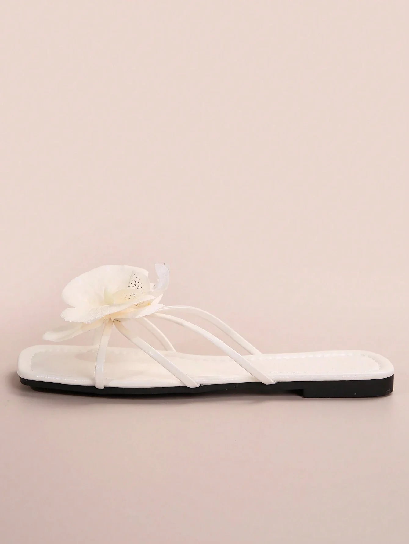 French Style Floral Strap Flat Slide Sandals