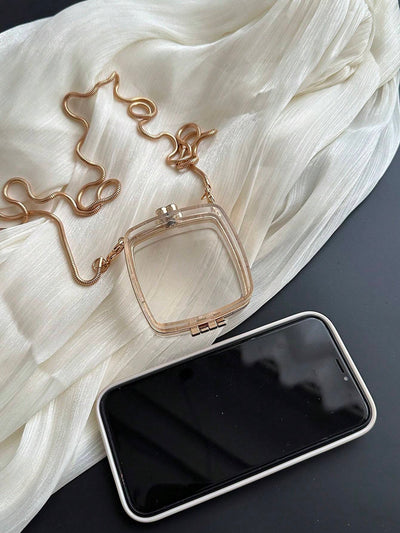 Mini Metallic Chain Box Bag, Funky, Punk & Bag For Street Wear