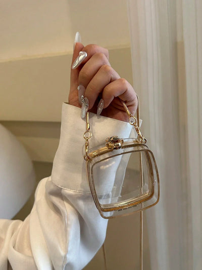 Mini Metallic Chain Box Bag, Funky, Punk & Bag For Street Wear