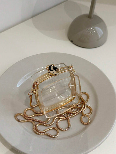 Mini Metallic Chain Box Bag, Funky, Punk & Bag For Street Wear