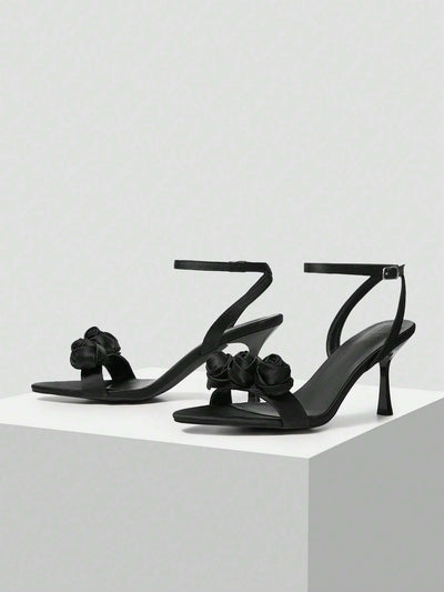 MOTF PREMIUM WOMEN'S POINTED TOE FLORAL HIGH HEEL SANDALS