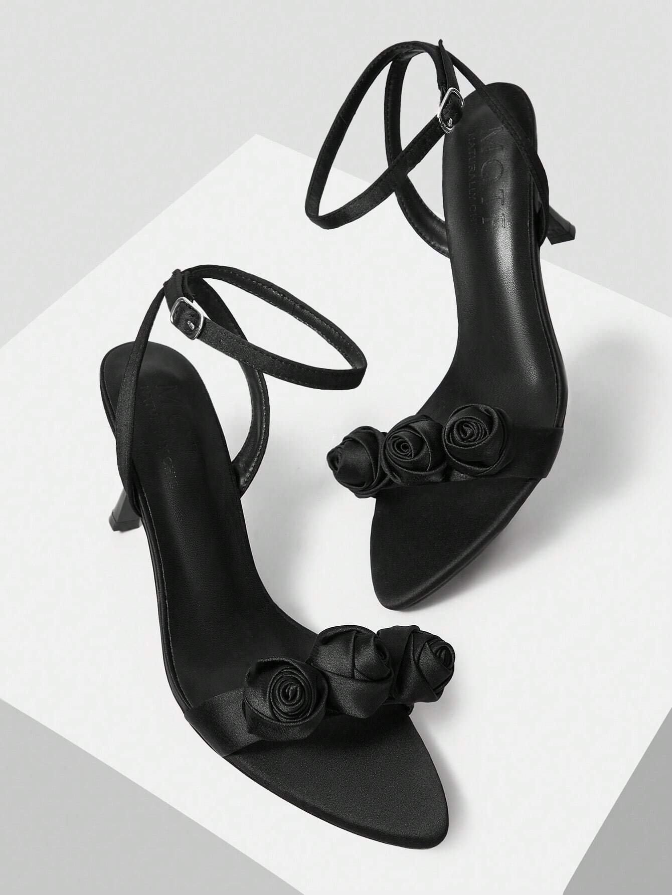 MOTF PREMIUM WOMEN'S POINTED TOE FLORAL HIGH HEEL SANDALS