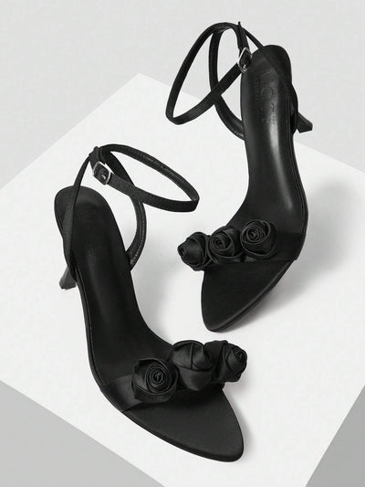 MOTF PREMIUM WOMEN'S POINTED TOE FLORAL HIGH HEEL SANDALS