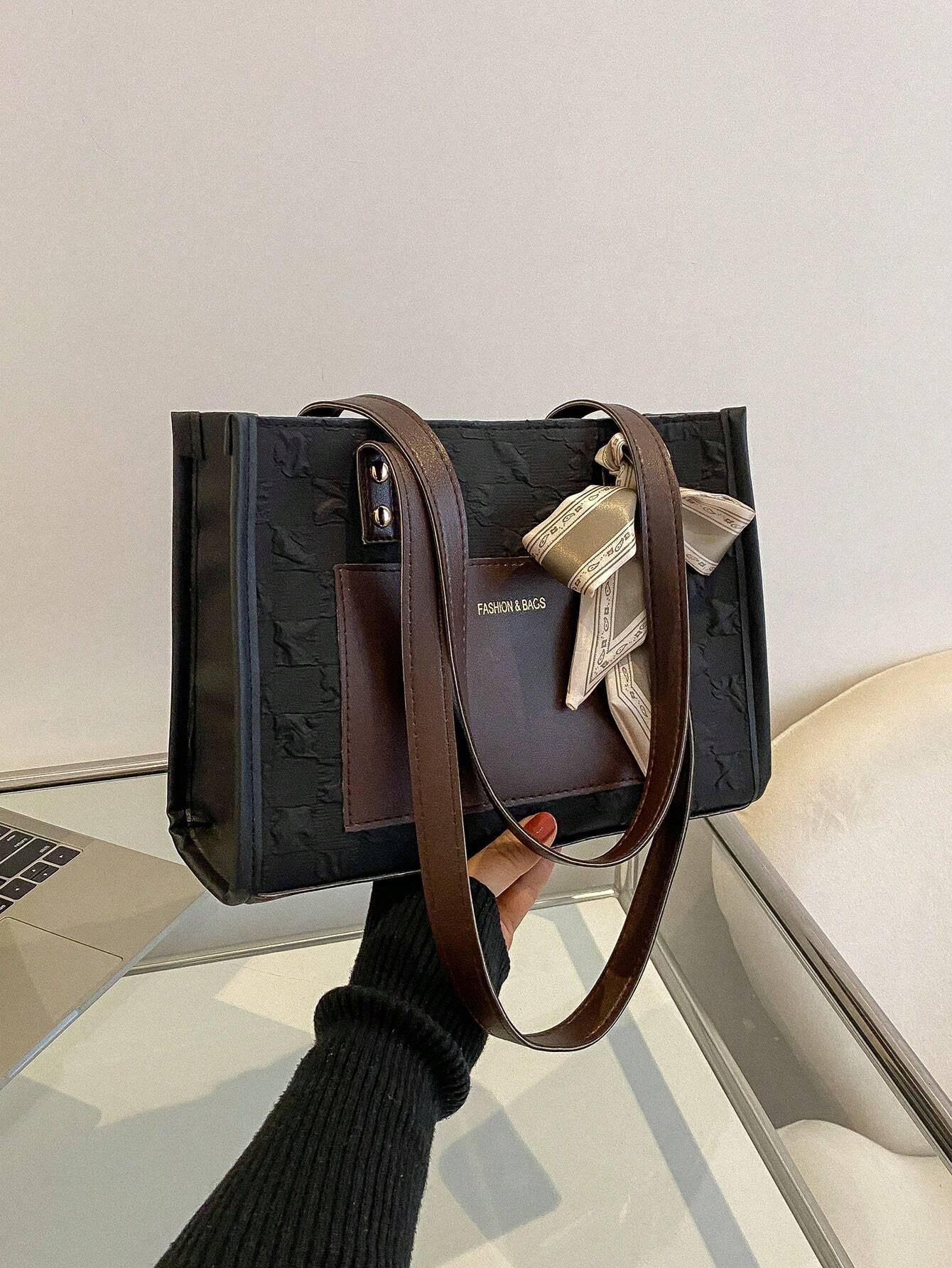 Bow Decor Lightweight,Business Casual Random Skinny Scarf Decor Square Bag