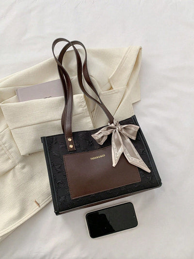 Bow Decor Lightweight,Business Casual Random Skinny Scarf Decor Square Bag