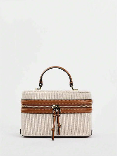 Fashionable Hard-Sided Blue Square Handbag, With Dual Shoulder Straps