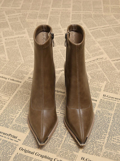 New Elegant Wine Red Thick Heel High Heel Pointed Toe Women Boots