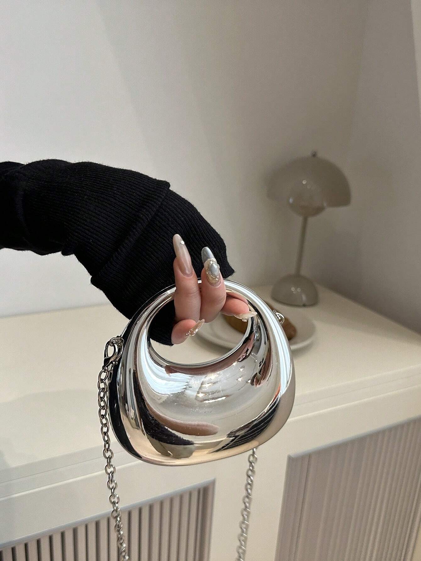 Acrylic Crescent Moon Box Shaped Mini Handbag
