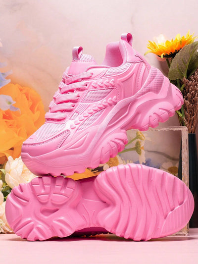 Women's Fashionable Pink Princess Style Wedge Sneakers
