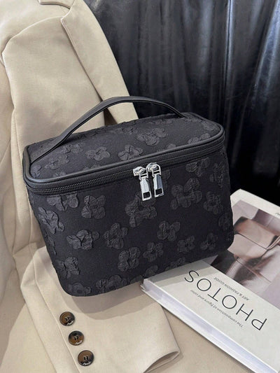 Floral Pattern Makeup Bag Top Handle Zip Around
