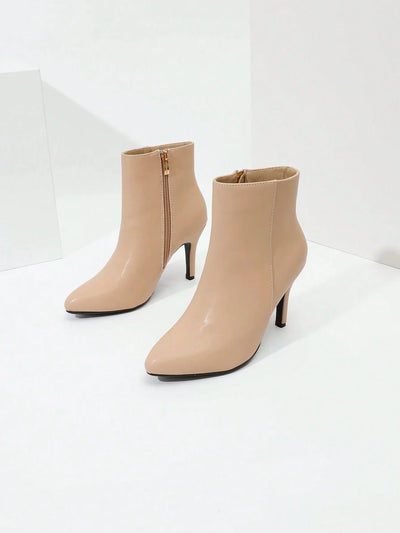Timesize Women's Shiny Gold Pointed Toe Chunky Heel Hollow Out Ankle Strap Shoes
