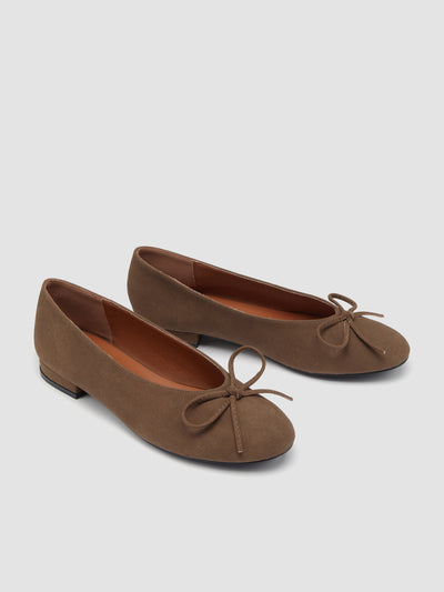 BOWKNOT SUEDE MARY JANE FLATS