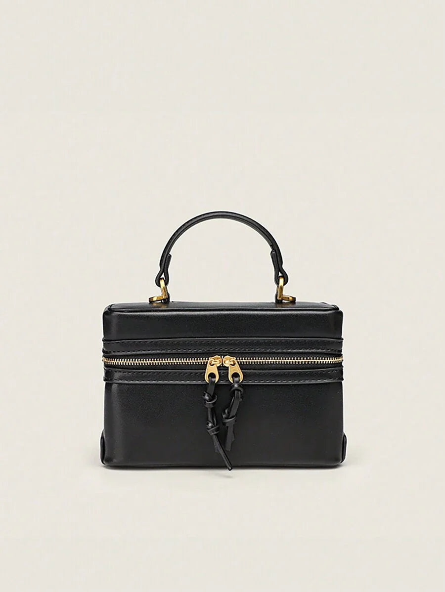 Fashionable Hard-Sided Blue Square Handbag, With Dual Shoulder Straps