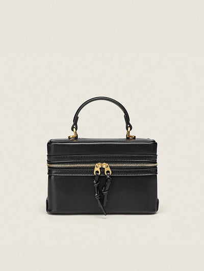 Fashionable Hard-Sided Blue Square Handbag, With Dual Shoulder Straps