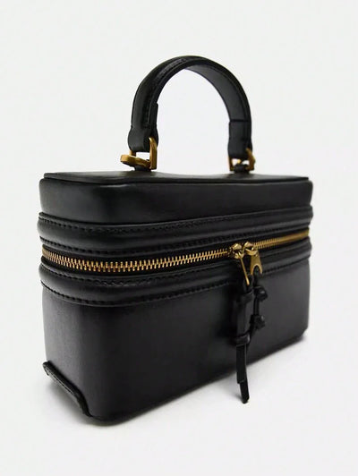 Fashionable Hard-Sided Blue Square Handbag, With Dual Shoulder Straps