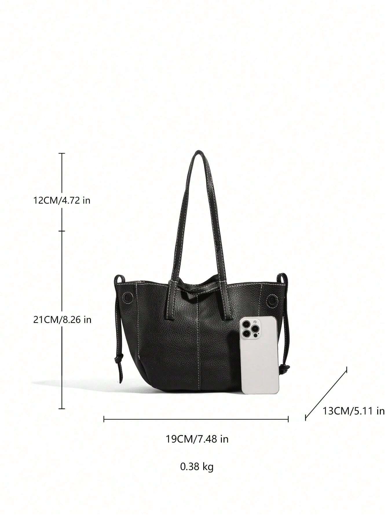 The New Fashion Classic Large-Capacity Solid Color Pu Waterproof Fabric Double-Handle Shoulder Bag Quilted Embroidery Thread Design Tote Bag