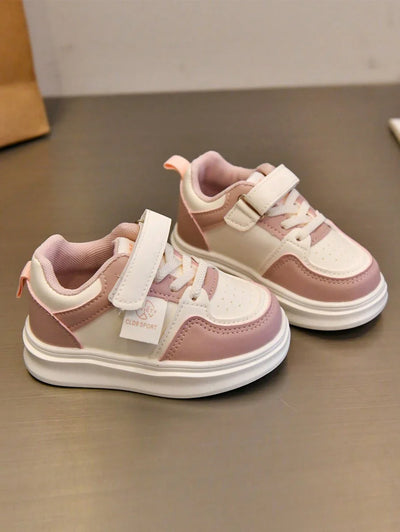 1 Pair Baby Leather Patchwork Color Hook And Loop Sneakers