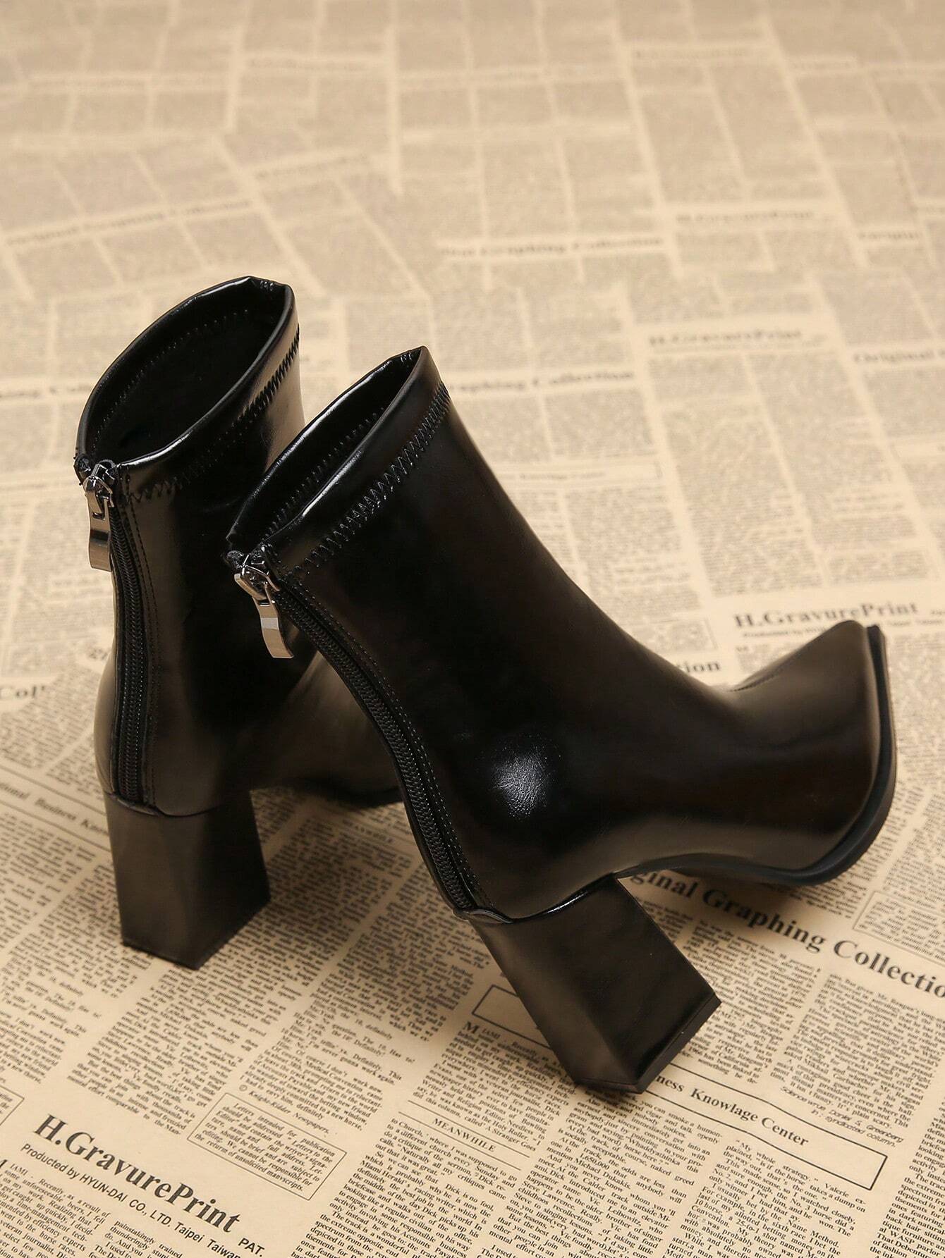 New Elegant Wine Red Thick Heel High Heel Pointed Toe Women Boots
