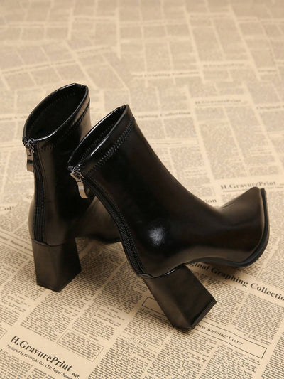 New Elegant Wine Red Thick Heel High Heel Pointed Toe Women Boots